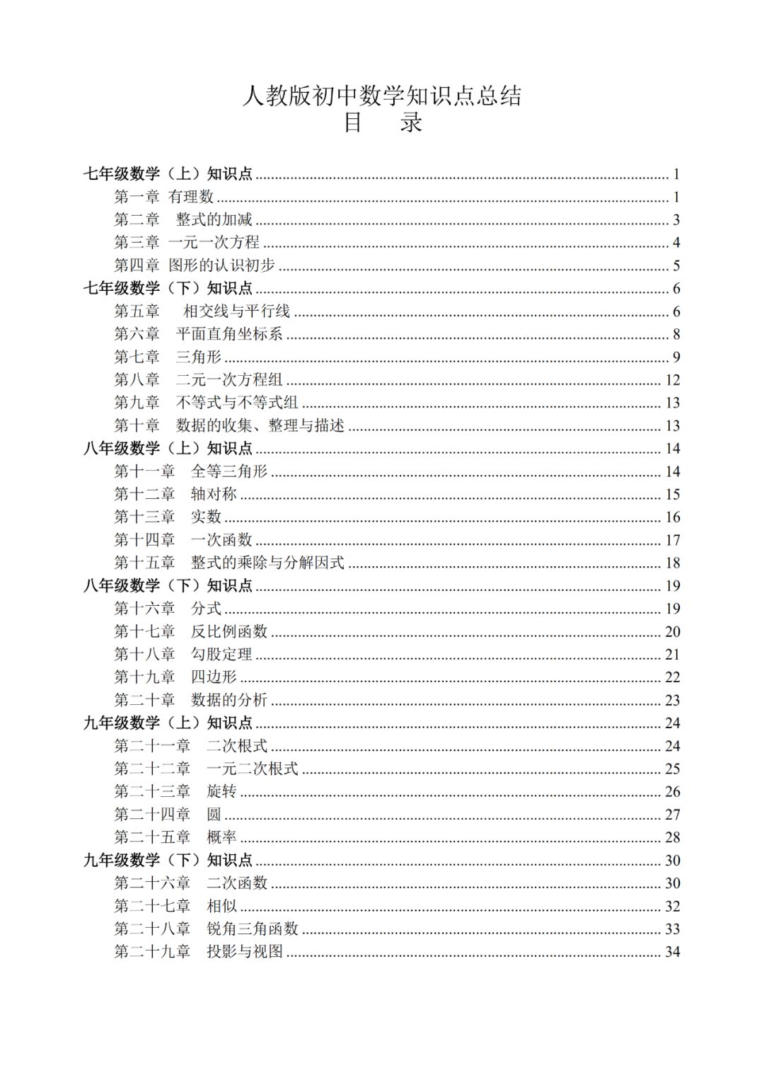 初中数学知识点总结，基础差的3+考生请过来看看